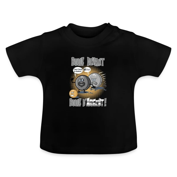 Boule devant boule d'argent - Pétanque sur T-shirt bio col rond Bébé