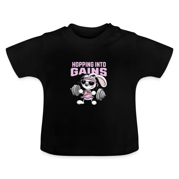 Lapin Musculation - Puissance Carottes sur T-shirt bio col rond Bébé