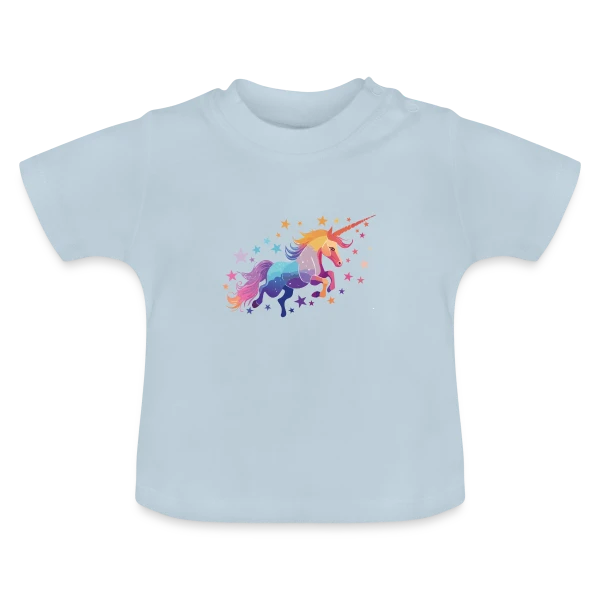 Maquette de T-shirt Bio Bébé - Licorne Magique Étoiles à personnaliser