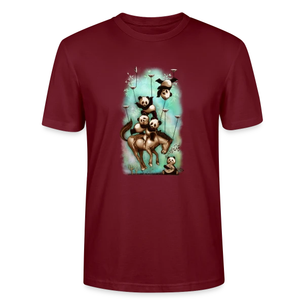 Maquette de T-shirt bio CRAFTER Stanley Stella Unisexe « Pandas Rodéo : Les Aventuriers du Far West » à personnaliser