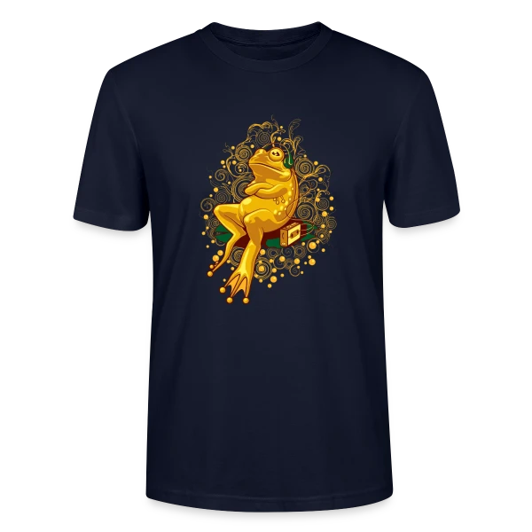 Maquette de T-shirt bio CRAFTER Stanley Stella Unisexe « Grenouille Relax : Mode Cassette » à personnaliser