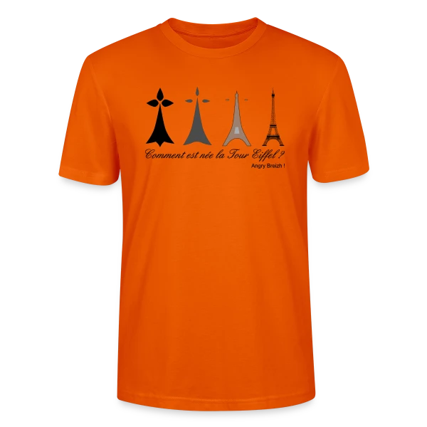 Maquette de T-shirt bio CRAFTER Stanley Stella Unisexe « Évolution Tour Eiffel Bretonne » à personnaliser