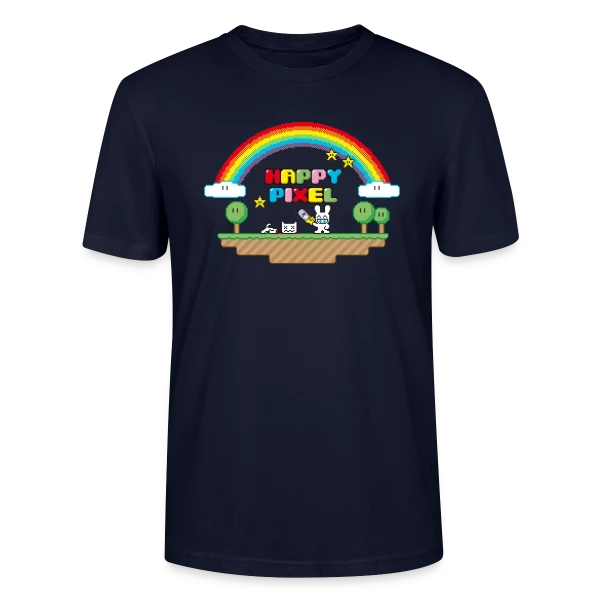 Maquette de T-shirt bio CRAFTER Stanley Stella Unisexe « Happy Pixel : Humour Décalé Rétro Pixel Art » à personnaliser