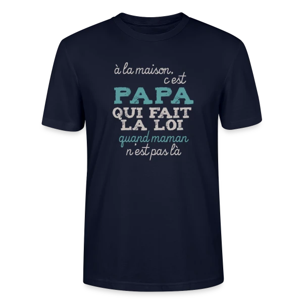 Maquette de T-shirt bio CRAFTER Stanley Stella Unisexe « Papa fait la loi » à personnaliser