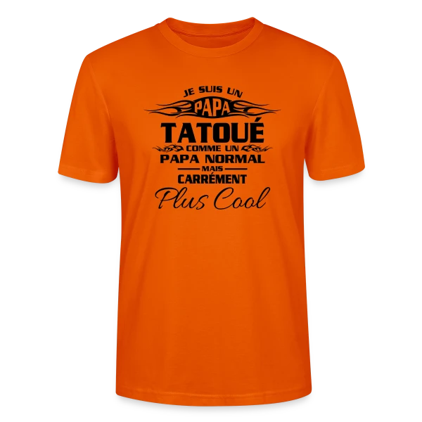 Maquette de T-shirt bio CRAFTER Stanley Stella Unisexe « Papa Tatoué Stylé » à personnaliser