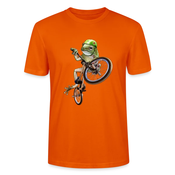 Maquette de T-shirt bio CRAFTER Stanley Stella Unisexe « Grenouille BMX : Le Rider des Marais » à personnaliser