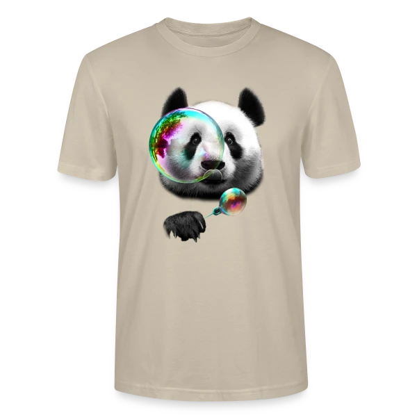 Maquette de T-shirt bio CRAFTER Stanley Stella Unisexe « Panda Souffleur de Bulles » à personnaliser