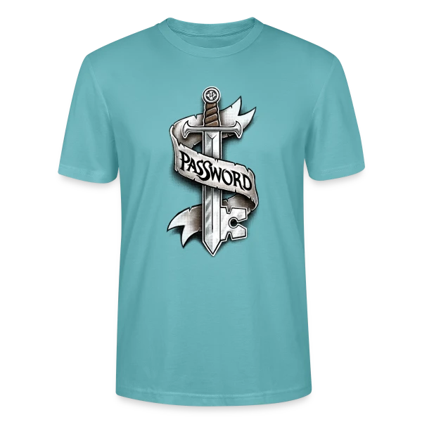 Maquette de T-shirt bio CRAFTER Stanley Stella Unisexe « Cyber-Épée Secrète » à personnaliser