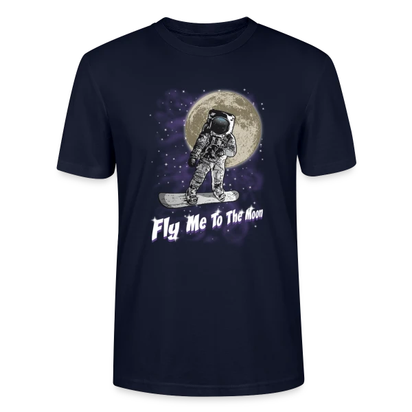 Maquette de T-shirt bio CRAFTER Stanley Stella Unisexe « Snowboarder lunaire » à personnaliser