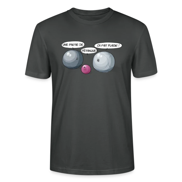 Maquette de T-shirt bio CRAFTER Stanley Stella Unisexe « L'Esprit de la Pétanque : Jeu et Convivialité » à personnaliser