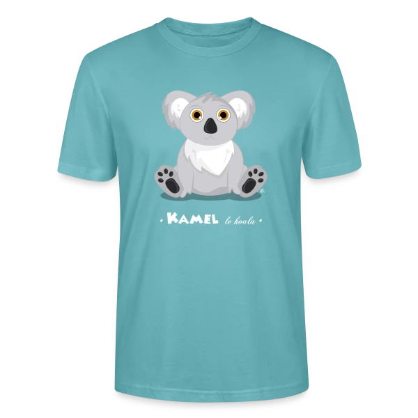 Maquette de T-shirt bio CRAFTER Stanley Stella Unisexe « Kamel le Koala : Tendresse Exotique » à personnaliser