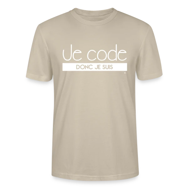 Maquette de T-shirt bio CRAFTER Stanley Stella Unisexe « "Je Code Donc Je Suis" - Le Geek du Développement » à personnaliser