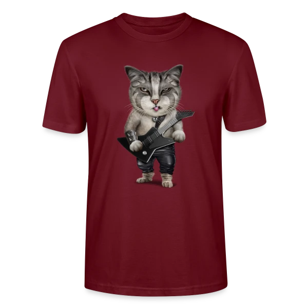 Maquette de T-shirt bio CRAFTER Stanley Stella Unisexe « Metalcat : Le Chat Métalleux » à personnaliser