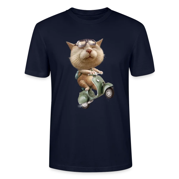 Maquette de T-shirt bio CRAFTER Stanley Stella Unisexe « Chat en Cavale » à personnaliser