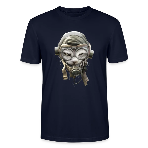 Maquette de T-shirt bio CRAFTER Stanley Stella Unisexe « Chat Pilote Champion » à personnaliser