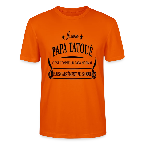 Maquette de T-shirt bio CRAFTER Stanley Stella Unisexe « Super Papa Tatoué » à personnaliser