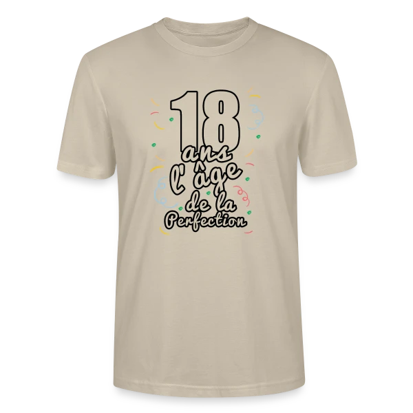 Maquette de T-shirt bio CRAFTER Stanley Stella Unisexe « 18 Ans : Ma Majorité Stylée » à personnaliser