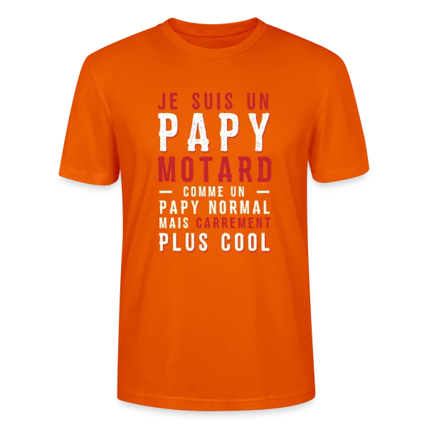 Maquette de T-shirt bio CRAFTER Stanley Stella Unisexe « Papy Motard : Carrément Plus Cool ! » à personnaliser