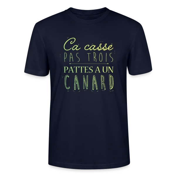 Maquette de T-shirt bio CRAFTER Stanley Stella Unisexe « Ça Casse Pas Trois Pattes » à personnaliser