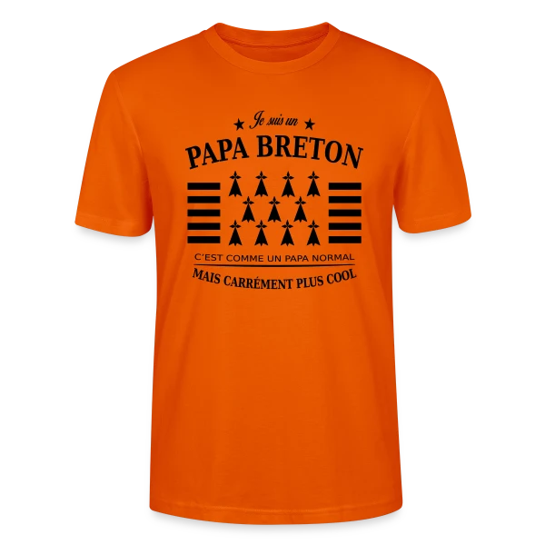Maquette de T-shirt bio CRAFTER Stanley Stella Unisexe « Papa Breton Authentique » à personnaliser