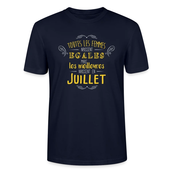 Maquette de T-shirt bio CRAFTER Stanley Stella Unisexe « Reine de Juillet : Les Légendes Naissent en Été » à personnaliser