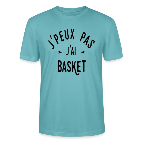 Maquette de T-shirt bio CRAFTER Stanley Stella Unisexe « Je peux pas, j'ai basket ! » à personnaliser