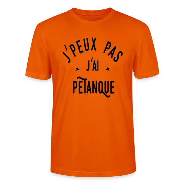 Maquette de T-shirt bio CRAFTER Stanley Stella Unisexe « J'peux pas j'ai pétanque - Humour et Boules » à personnaliser