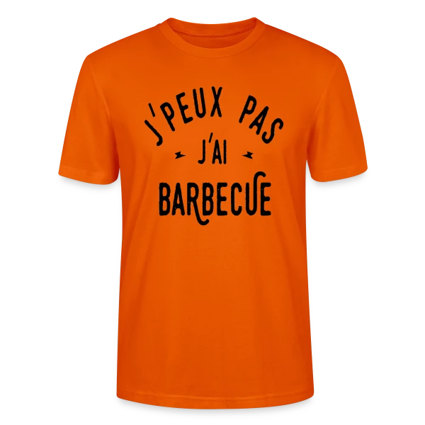 Maquette de T-shirt bio CRAFTER Stanley Stella Unisexe « J'PEUX PAS J'AI BARBECUE - Humour & Grillades » à personnaliser