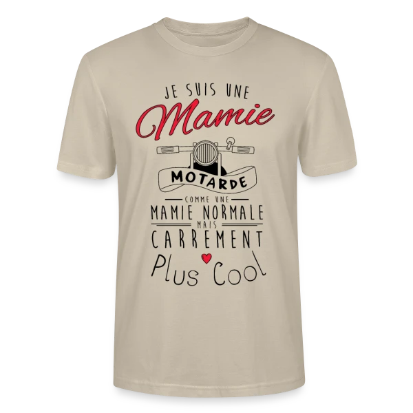 Maquette de T-shirt bio CRAFTER Stanley Stella Unisexe « Mamie Motarde Super Cool » à personnaliser