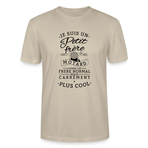 Maquette de T-shirt bio CRAFTER Stanley Stella Unisexe « Petit Frère Motard : Tellement Plus Cool » à personnaliser