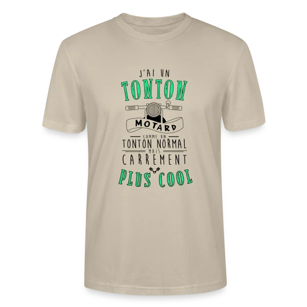 Maquette de T-shirt bio CRAFTER Stanley Stella Unisexe « Mon Tonton Motard, le plus cool ! » à personnaliser