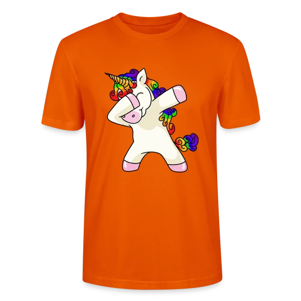 Maquette de T-shirt bio CRAFTER Stanley Stella Unisexe « Licorne Dabbing Arc-en-ciel » à personnaliser