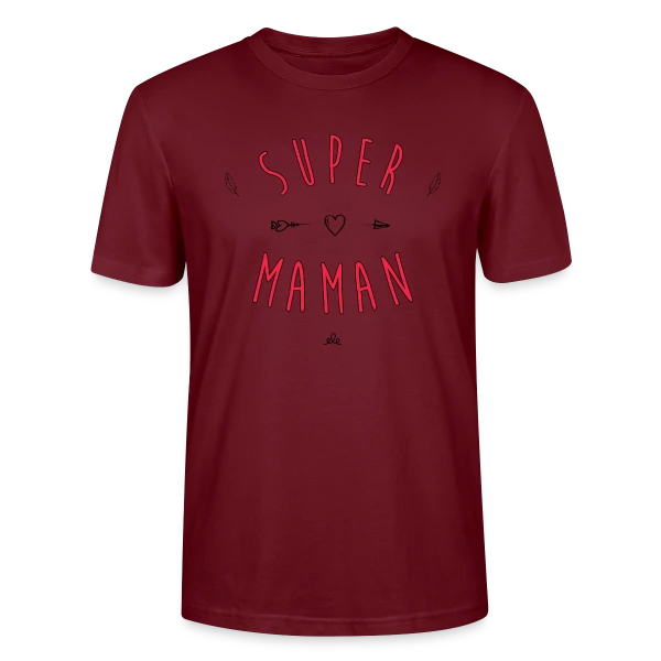 Maquette de T-shirt bio CRAFTER Stanley Stella Unisexe « Super Maman : Cœur et Flèche, Votre Héroïne Quotidienne » à personnaliser