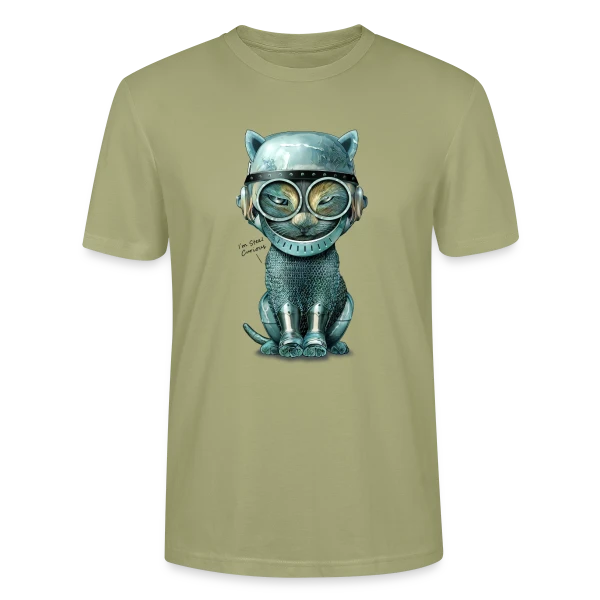 Maquette de T-shirt bio CRAFTER Stanley Stella Unisexe « Chat Malin : Curiosité Féline » à personnaliser