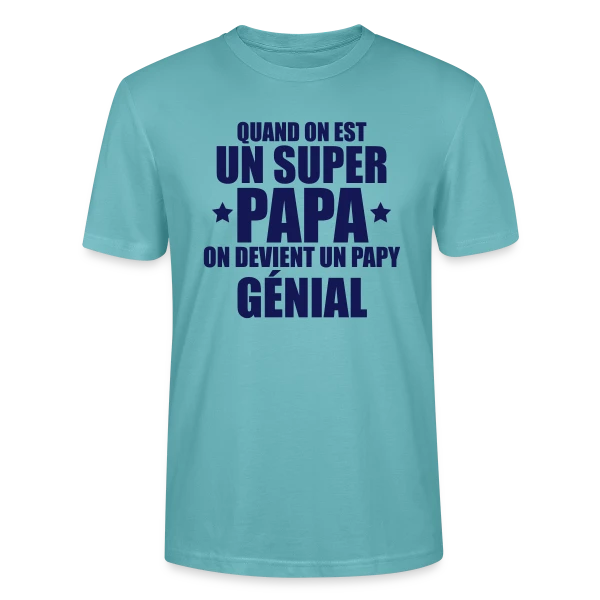 Maquette de T-shirt bio CRAFTER Stanley Stella Unisexe « Annonce Grossesse : On Devient un Papy Génial ! » à personnaliser