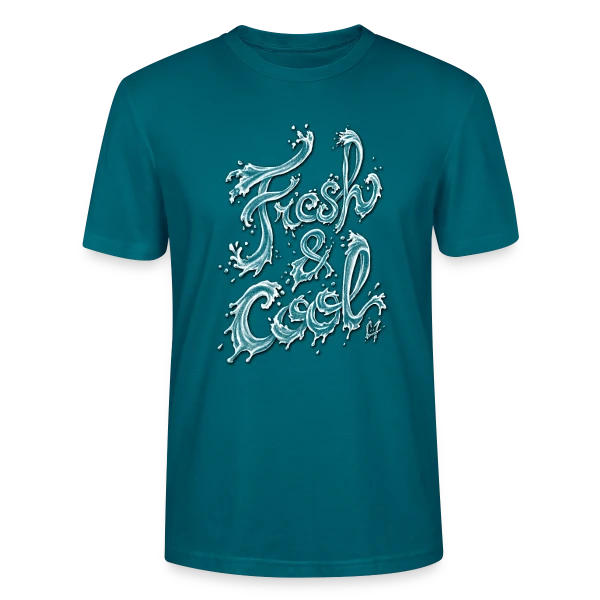 Maquette de T-shirt bio CRAFTER Stanley Stella Unisexe « Typographie Aqua Fraîcheur » à personnaliser
