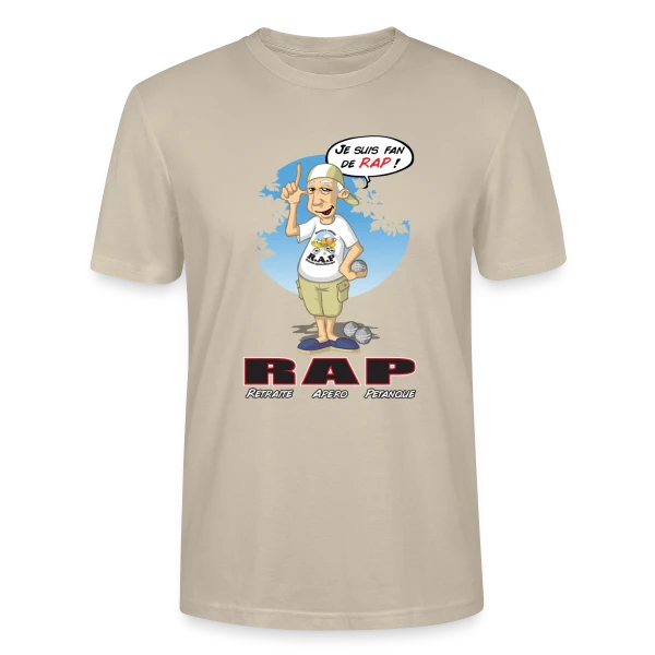 Maquette de T-shirt bio CRAFTER Stanley Stella Unisexe « Retraite Idéale : Apéro & Pétanque à Volonté » à personnaliser