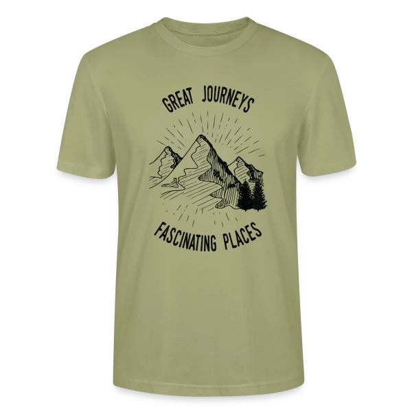 Maquette de T-shirt bio CRAFTER Stanley Stella Unisexe « Grandes Aventures Montagneuses » à personnaliser