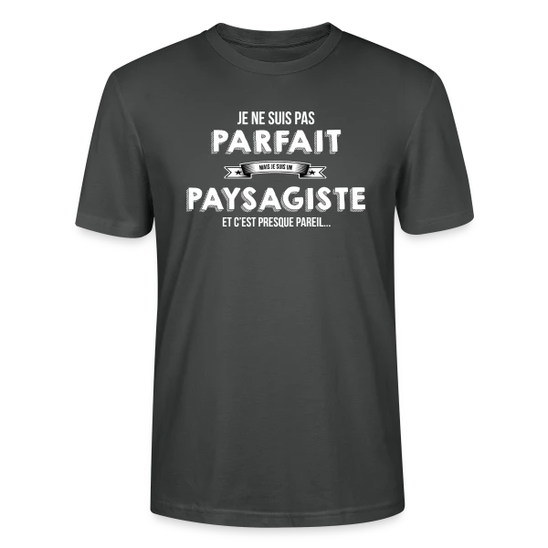 Maquette de T-shirt bio CRAFTER Stanley Stella Unisexe « Paysagiste Fier Bannière » à personnaliser
