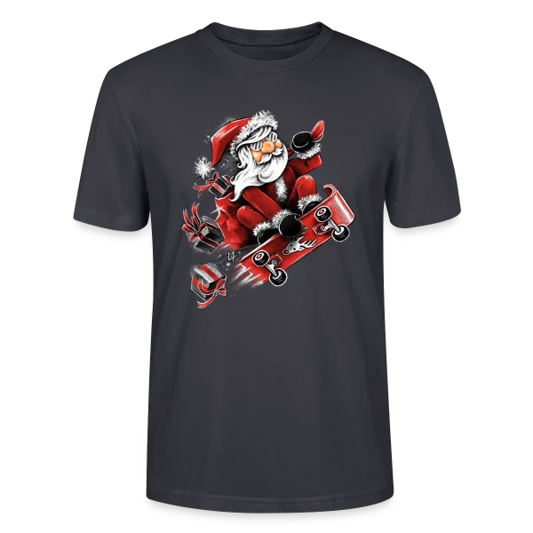 Maquette de T-shirt bio CRAFTER Stanley Stella Unisexe « Père Noël Skateur Fou » à personnaliser