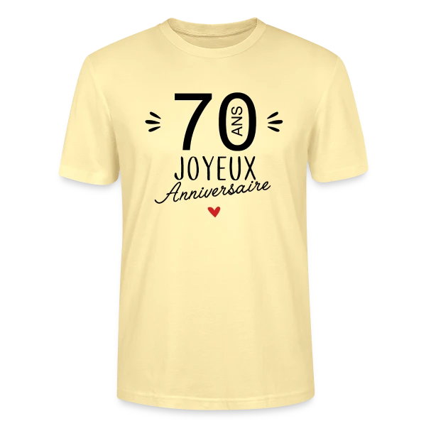 Maquette de T-shirt bio CRAFTER Stanley Stella Unisexe « Anniversaire 70 Ans : L'Âge d'Or Célébré » à personnaliser