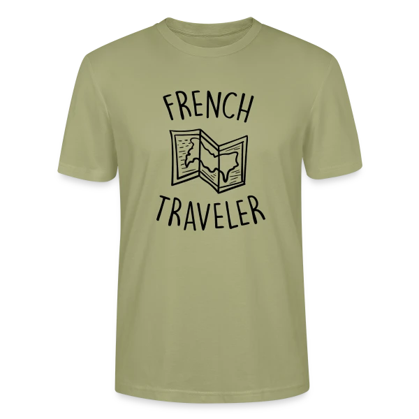 Maquette de T-shirt bio CRAFTER Stanley Stella Unisexe « Voyageur Français Carte » à personnaliser
