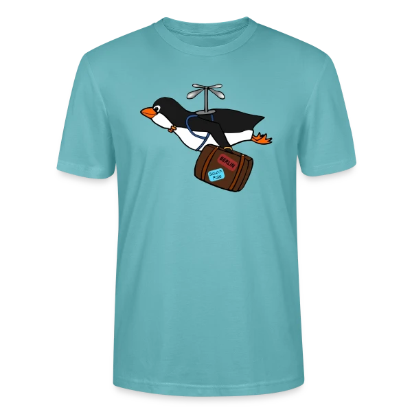 Maquette de T-shirt bio CRAFTER Stanley Stella Unisexe « Pingouin Voyageur Hilarant » à personnaliser