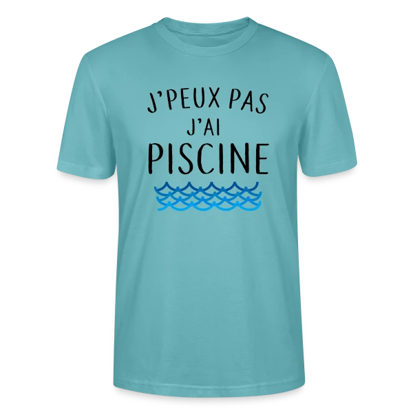 Maquette de T-shirt bio CRAFTER Stanley Stella Unisexe « J'peux pas j'ai piscine - La Réplique Culte » à personnaliser
