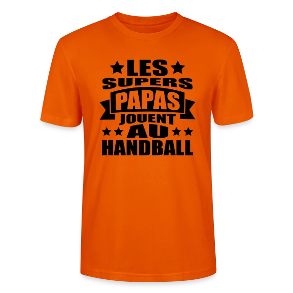 Maquette de T-shirt bio CRAFTER Stanley Stella Unisexe « Papa Handball : Le Super Papa des Terrains » à personnaliser