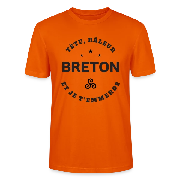 Maquette de T-shirt bio CRAFTER Stanley Stella Unisexe « Breton Têtu et Râleur » à personnaliser