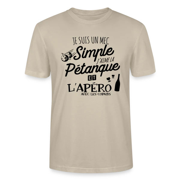 Maquette de T-shirt bio CRAFTER Stanley Stella Unisexe « Pétanque & Apéro : L'Équipe Gagnante » à personnaliser