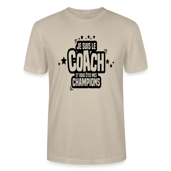Maquette de T-shirt bio CRAFTER Stanley Stella Unisexe « Coach Humoristique : Je Suis Le Coach, Vous Êtes Mes Champions » à personnaliser