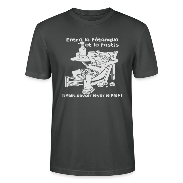 Maquette de T-shirt bio CRAFTER Stanley Stella Unisexe « Entre la Pétanque et le Pastis » à personnaliser