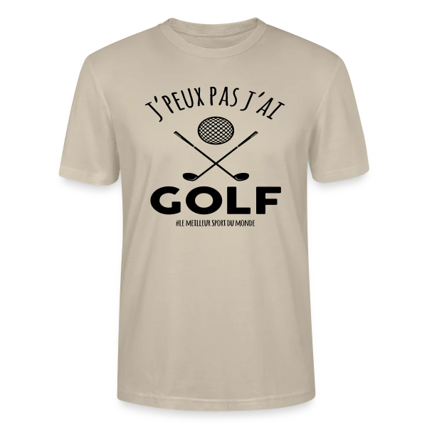 Maquette de T-shirt bio CRAFTER Stanley Stella Unisexe « J'peux pas, j'ai golf ! - Le T-shirt humour pour golfeurs » à personnaliser